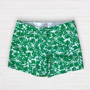 J CREW White Green Leaf Print Basketweave 5" Inseam Summer Shorts Women's 8